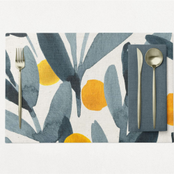 Grey And Yellow Leaves Pvc Placemats