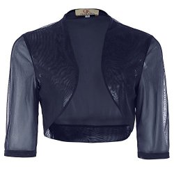 Ladies Cropped Bolero Jacket Cardigan For Evening Dress Navy Blue Size XL CL026-4