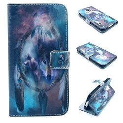Galaxy S5 Case S5 Case Kmety Wolf Campanula Pattern Design Pu Leather With Wallet Case For Samsung Galaxy S5