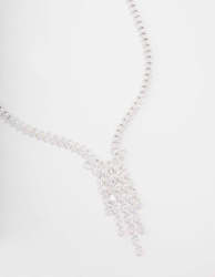 Silver Cubic Zirconia Marquise Drop Necklace