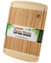 Non-slip Extra Large Organic Bamboo Cutting Board| Deep Juice Grooves Wooden Chopping Board For Meat Butcher Block Vegetables Fruit Cheese| Best Wood Serving