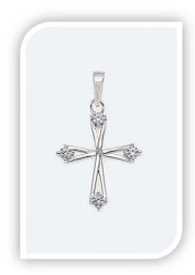 17MM Sterling Silver Cross With Swarovski Crystals On Ends