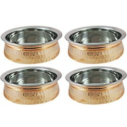 Set Of 4 Copper Tableware Serving Bowl Indian Serveware Set Diameter 6 Inches By Royaltylane