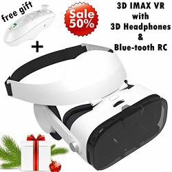 3D VR Headset Virtual Reality Goggles W over Ears Hifi Headphones For Iphone 11 Pro XS Max Xr X 8 7 6S Plus Samsung Galaxy