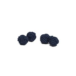 Jacob Alexander Solid Color Silk Knot Cufflinks - Navy Blue