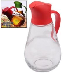 Automatic Lid Open Glass Oil Bottle Red