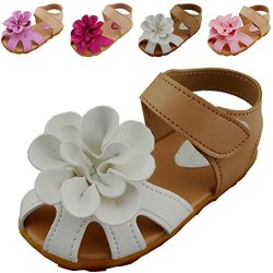 Dadawen Girls' Closed-toe Summer Solid Flower Outdoor Sport Casual Sandals Toddler little Kid White Us Size 9 M Toddler