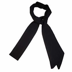 Womens Skinny Necktie Long Pre Bow Tie Solid Color Bowtie Bracelet Hat Accessory Black