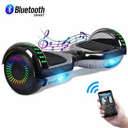 CBD 6.5 Hoverboard With Bluetooth Speaker Self Balancing Hoverboard For Kids With LED Lights Ul 2272 Certified Chrome Black