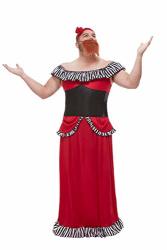 Smiffys 50806L Bearded Lady Costume Men Red L - Size 42"-44