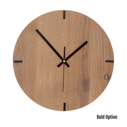 Mika Wall Clock In Oak - 300MM Dia Cotton White Bold Black Second Hand