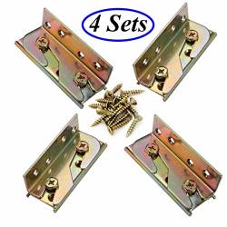 Socell 4 Sets Bed Rail Brackets Heavy Duty No-mortise Bed Rail Fittings Wooden Bed Frame Connectors With Screws For Headboards Footboards Hold