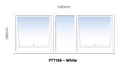 Top Hung Aluminium Window White PTT156 2 Vent W1500MM X H600MM