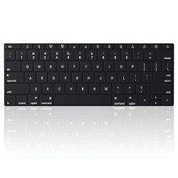 Kuzy Solid Black Keyboard Cover For Macbook Pro 13 Inch A1708 No Touchbar Release 2016 & Macbook 12" A1534 Newest Silicone Skin - Solid Black