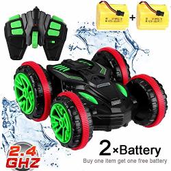 Blexy Rc Stunt Car Remote Control Car Boat 4WD 6CH 2.4GHZ Off Road Electric Racing Vehicle 360 Spins & Flips Land Water Multifunction Amphibious Tank