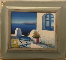 M. Austin Mediterranean Scene - Acrylic On Canvas Framed