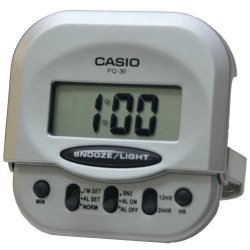Casio PQ-30-8DF Compact Digital Beep Alarm Clock - Silver
