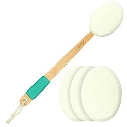 Vive Lotion Applicator For Your Back 4 Pads - Long Reach Handle With Sponge For Easy Self Application Of Shower Bath Body Wash Brush