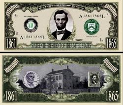 16th President Abe Lincoln Dollar Bill