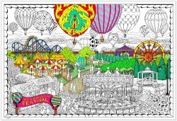 Balloon Festival- Giant Wall Size Coloring Poster - 32.5" X 22" Great For Kids Adults Classrooms Care Facilities And Families
