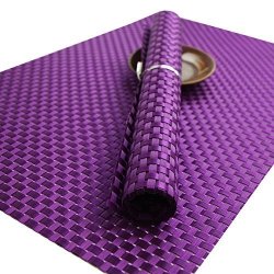 Ruivya Bright Color Anti-skid Stain Resistant Table Mats Washable Heat-resistant Pvc Woven Placemats For Kitchen 003 For Kitchen Set Of 4 Purple
