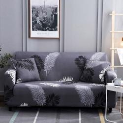 Nu Dekor - Elastic Couch Cover Set 3-2-1 - Black white Feathers