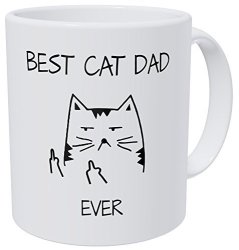 Wampumtuk Best Cat Dad Ever Cat Face Fingers 11 Ounces Funny Coffee Mug