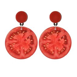 Tomato Acrylic Earrings Fruit Big Round Drop Dangle Earrings For Women Fashion Jewelry
