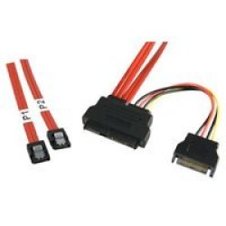 Sas With Sata Power To 2 X Sata Cable 1M Red