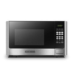 Black+decker Digital Microwave Oven With Turntable Push-button Door Child Safety Lock Stainless Steel 0.9 Cu Ft