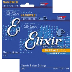 Elixir Light Nanoweb Electric Guitar Strings 2-pack