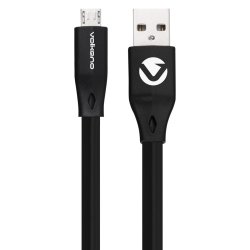 Volkano Slim Series Flat Pvc Micro USB Cable - Black - 1.2M