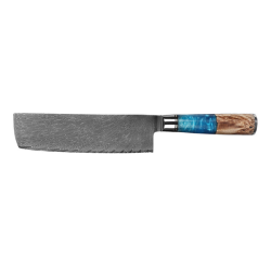 Premium 7 Nakiri Knife W Resin Handle & Damascus Blade