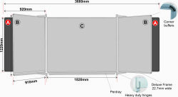 Educational Board Magnetic Whiteboard 1220 1220 - White Squares. Side Panel - Option A