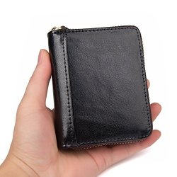 Kossjaa Credit Card Holders Womens Card Case Rfid Blocking Leather Wallet Coin Purse Mens Black