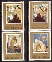 Nicaragua 1987 Christmas Details Of Paintings Artwork Sg 2927-30 Complete Set Unmounted Mint