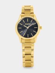 Gold Plated Black Dial Bracelet Watch