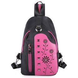 Women Rivet Hollow Nylon Light Multi-function Crossbody Bag Backpack Waterproof Chest Pack