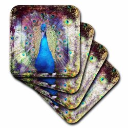 3DROSE CST_130412_2 Peacock Grunge Digital Art By Angelandspot Soft Coasters ...