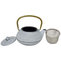 White Cast Iron Teapot With Infuser
