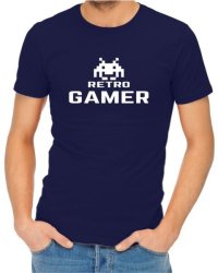 Retro Gamer Mens Navy T-Shirt XS