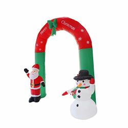 Unionm 8FT Tall Santa Claus Snowman Inflatable Arch Merry Christmas Party Decor For Outdoors Ornaments Shop Decor Yard Garden Outside The Door A