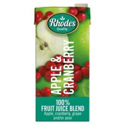Rhodes Fruit Juice 100% Apple & Cranberry 1L