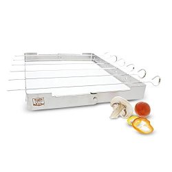 Yukon Glory 6-PIECE Skewer And Grill Rack Set Heavy Duty Stainless Steel Shish Kebab Skewer Set - Easy Cleaning And Storage - Six Flat