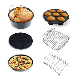Air Fryer Accessories 10 Set for COSORI Gowise Phillips NINJA Cozyna  Airfryer Most 3.7Qt and Larger Oven,with 7 Inch Cake Barrel, Pizza Pan,  Cupcake
