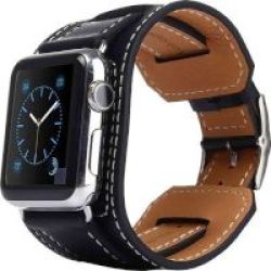 Tuff-Luv Bracelet Leather Watch Band With Connector For Apple Watch 38mmblack