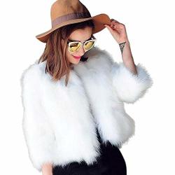 Timemeans Women Faux Fur Soft Fur Coat Jacket Fluffy Winter Waistcoat Outerwear White