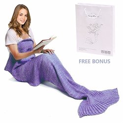 Mermaid Tail Blanket Amyhomie Mermaid Blanket Adult Mermaid Tail Blanket Crotchet Kids Mermaid Tail Blanket For Girls Adult Purple