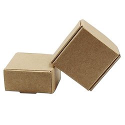 Kraft Paper Gift Wrapping Box Brown Cardboard Paper Cosmetic Soap Decorative Wedding Baby Shower Party Favor Gift Pack Craft Cupcake Jewelry Boxes 50 4X4X2.5CM