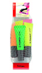 STABILO Neon Highlighters 5 Pack Yellow X2 Green Orange Pink